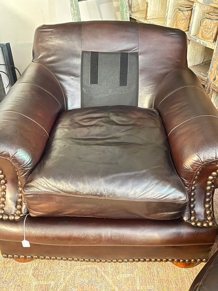Viewpoint Leatherworks Espresso Leather Club Chair & Ottoman – Handcrafted in the USA