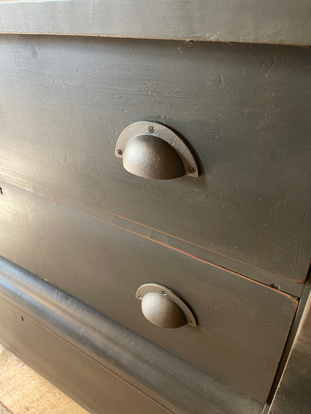 Vintage Empire Farmhouse Dresser in Obsidian Black with Natural Wood Top