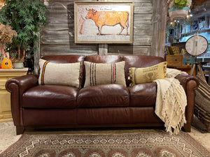 Rich Chestnut Leather Sofa – Timeless Comfort & Style