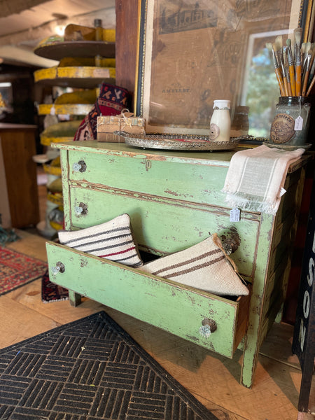 Chippy Farmhouse Dresser in “Meadow Mist Green” with Glass Knobs