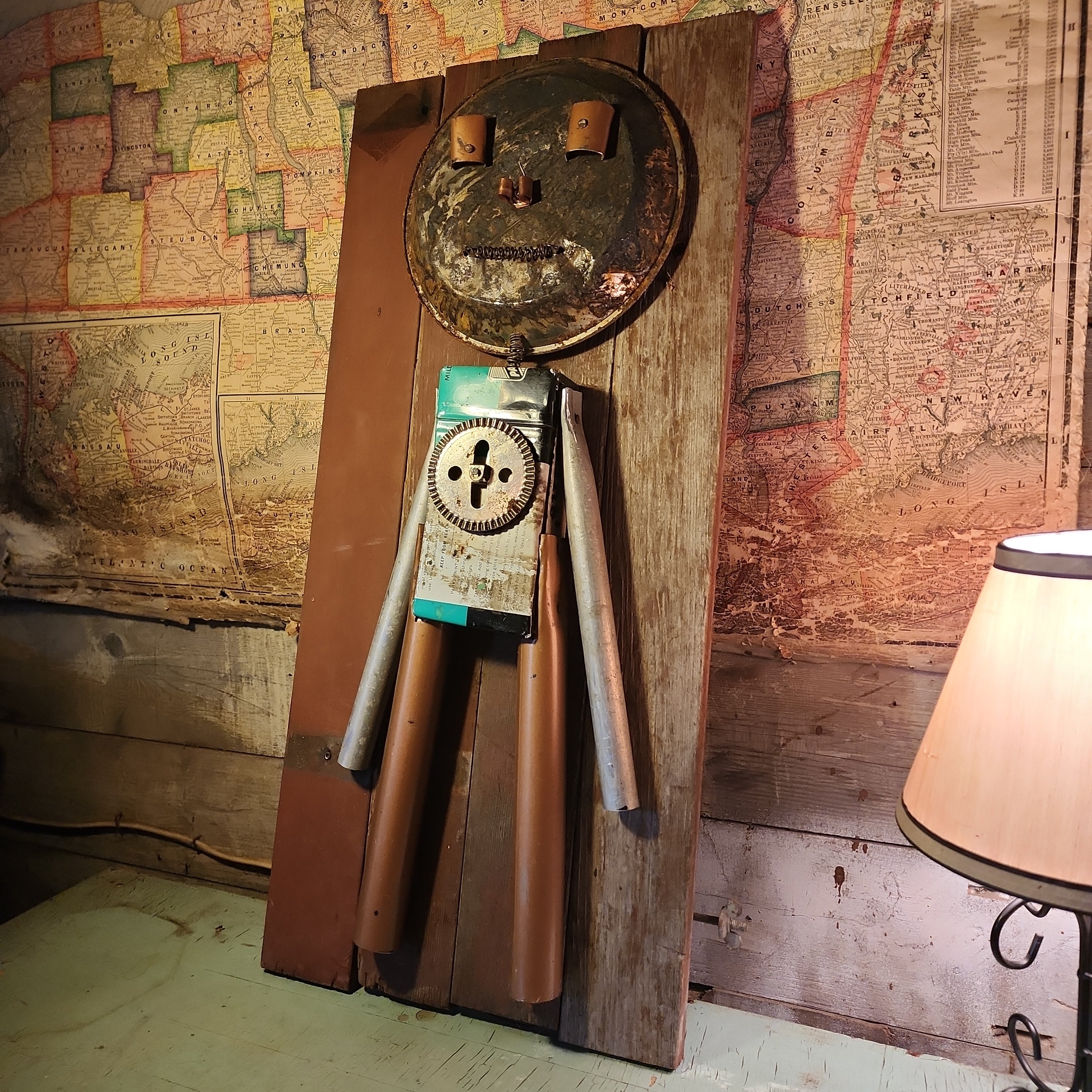 Handcrafted Metal Robot Folk Art Sculpture - 9 – Artwork by The Olde 1840