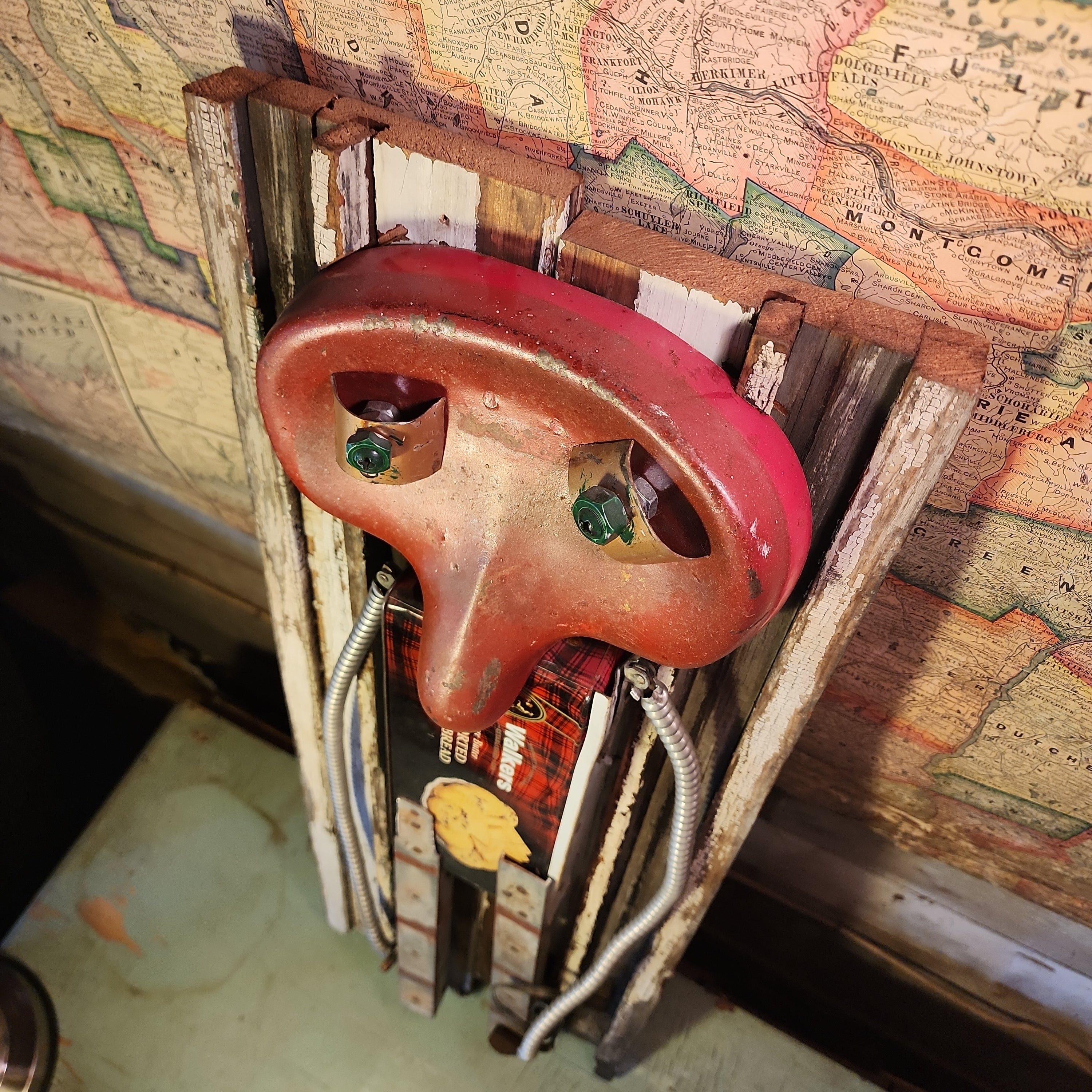 Handcrafted Metal Robot Folk Art Sculpture - 10 – Artwork by The Olde 1840