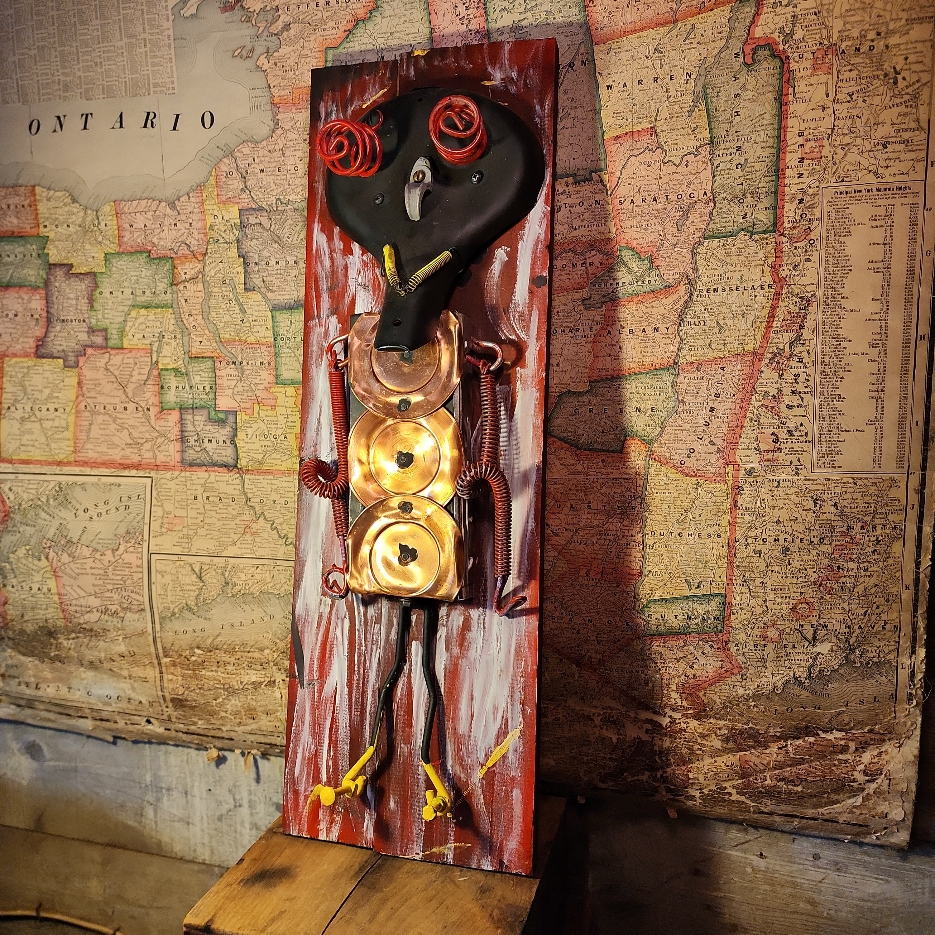 Handcrafted metal robot sculpture made from reclaimed materials | The Olde 1840