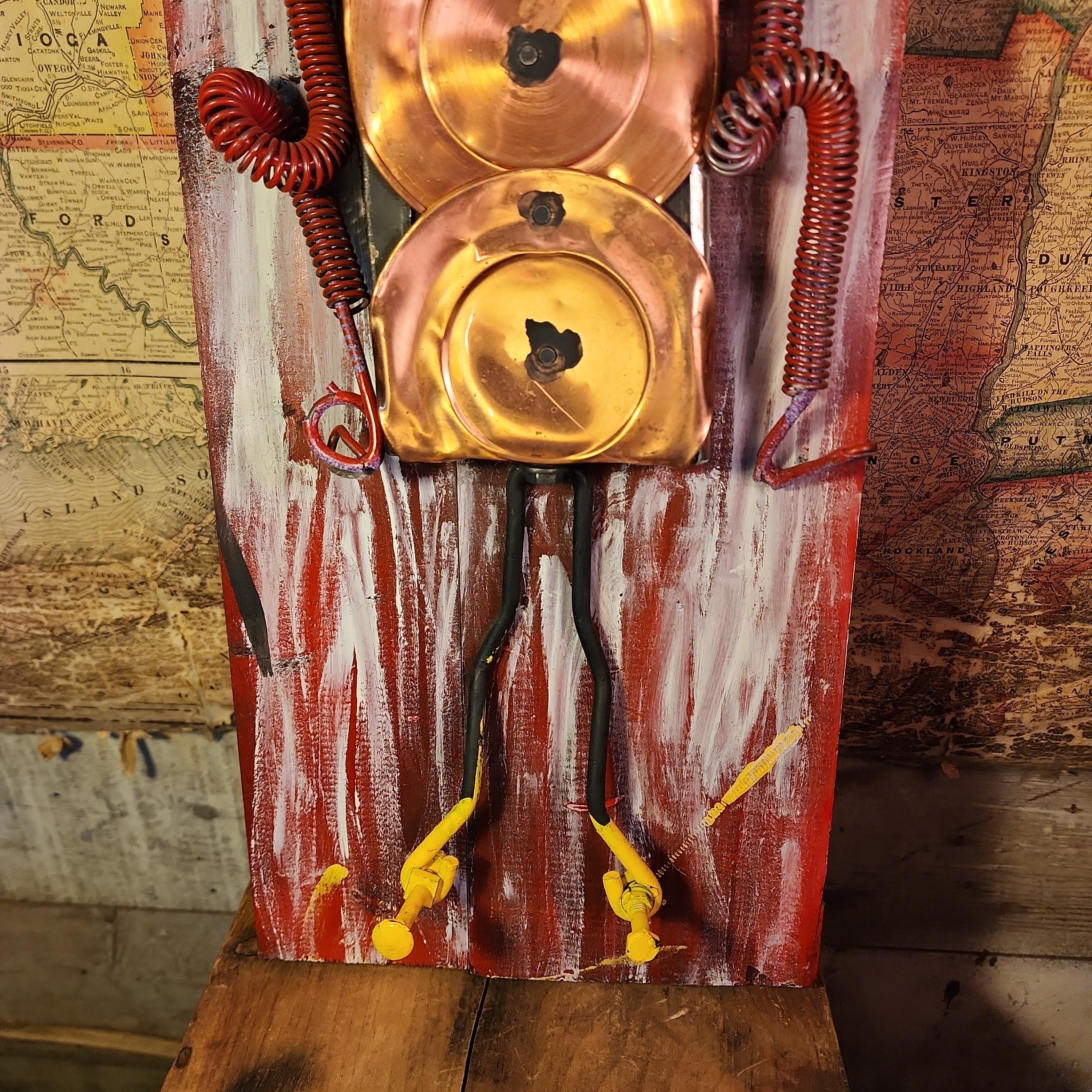 Handcrafted Metal Robot Folk Art Sculpture - 6 – Artwork by The Olde 1840