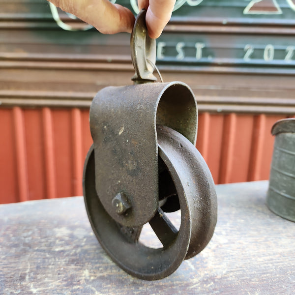 Vintage Metal and Iron Barn Pulley