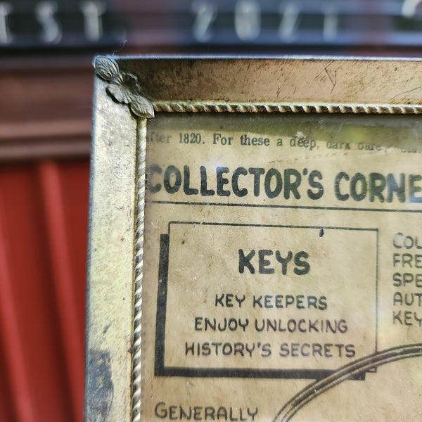 Framed Collectors Corner Key History Article