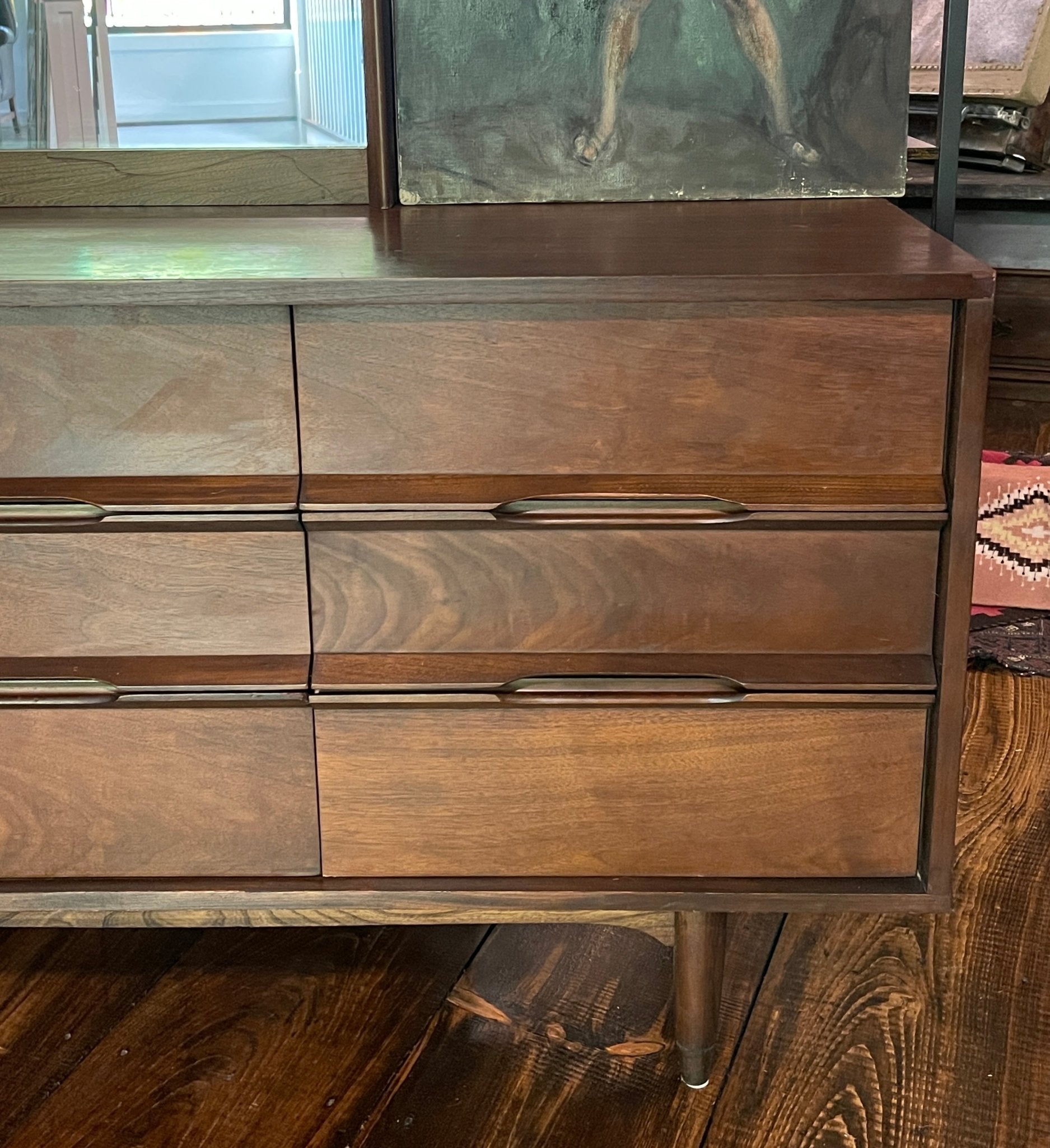 1967 Vintage Drexel 2330 Walnut 9 Drawer Dresser Mid Century Modern Lowboy Credenza – Furniture by The Olde 1840