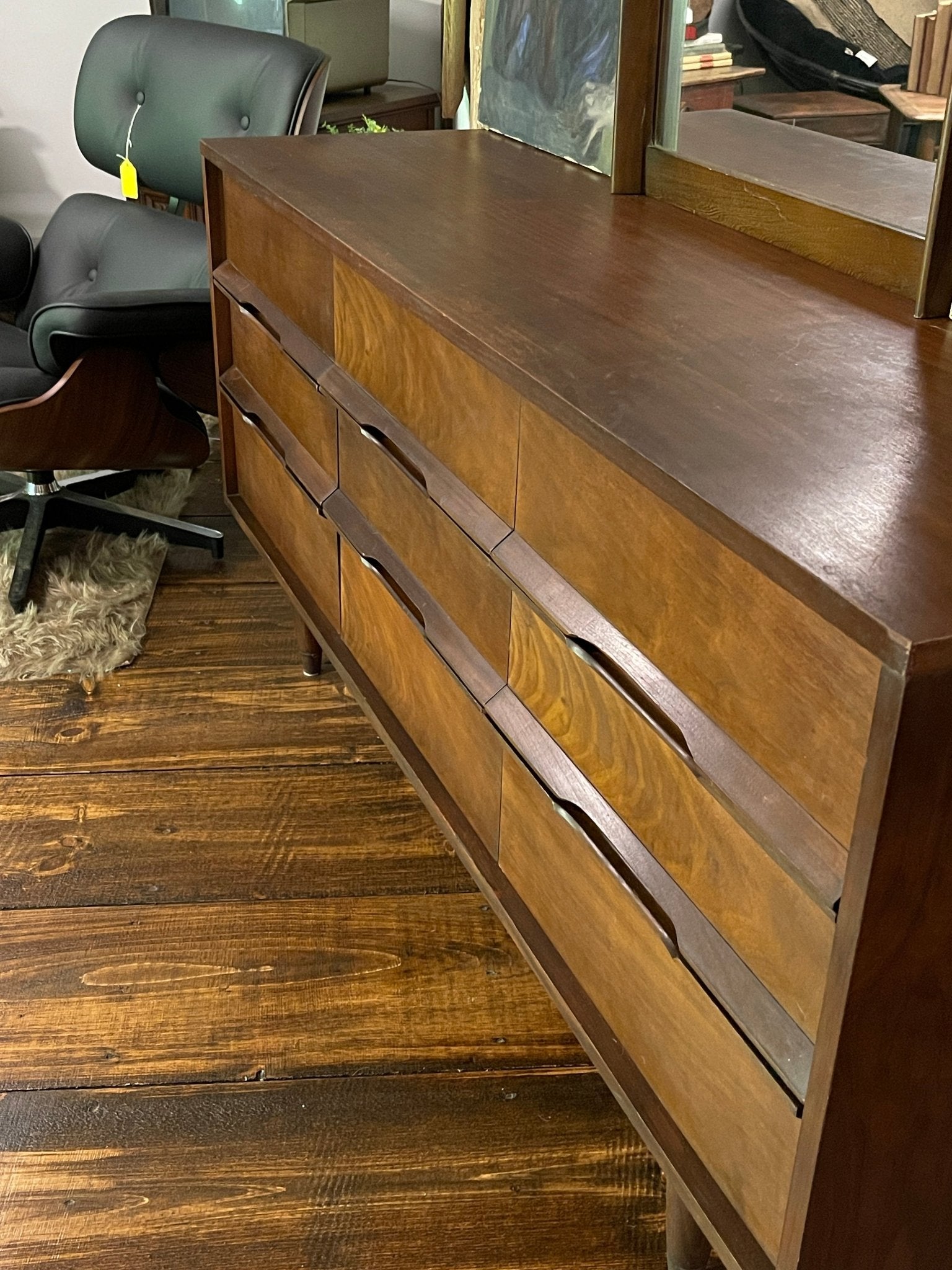 1967 Vintage Drexel 2330 Walnut 9 Drawer Dresser Mid Century Modern Lowboy Credenza – Furniture by The Olde 1840