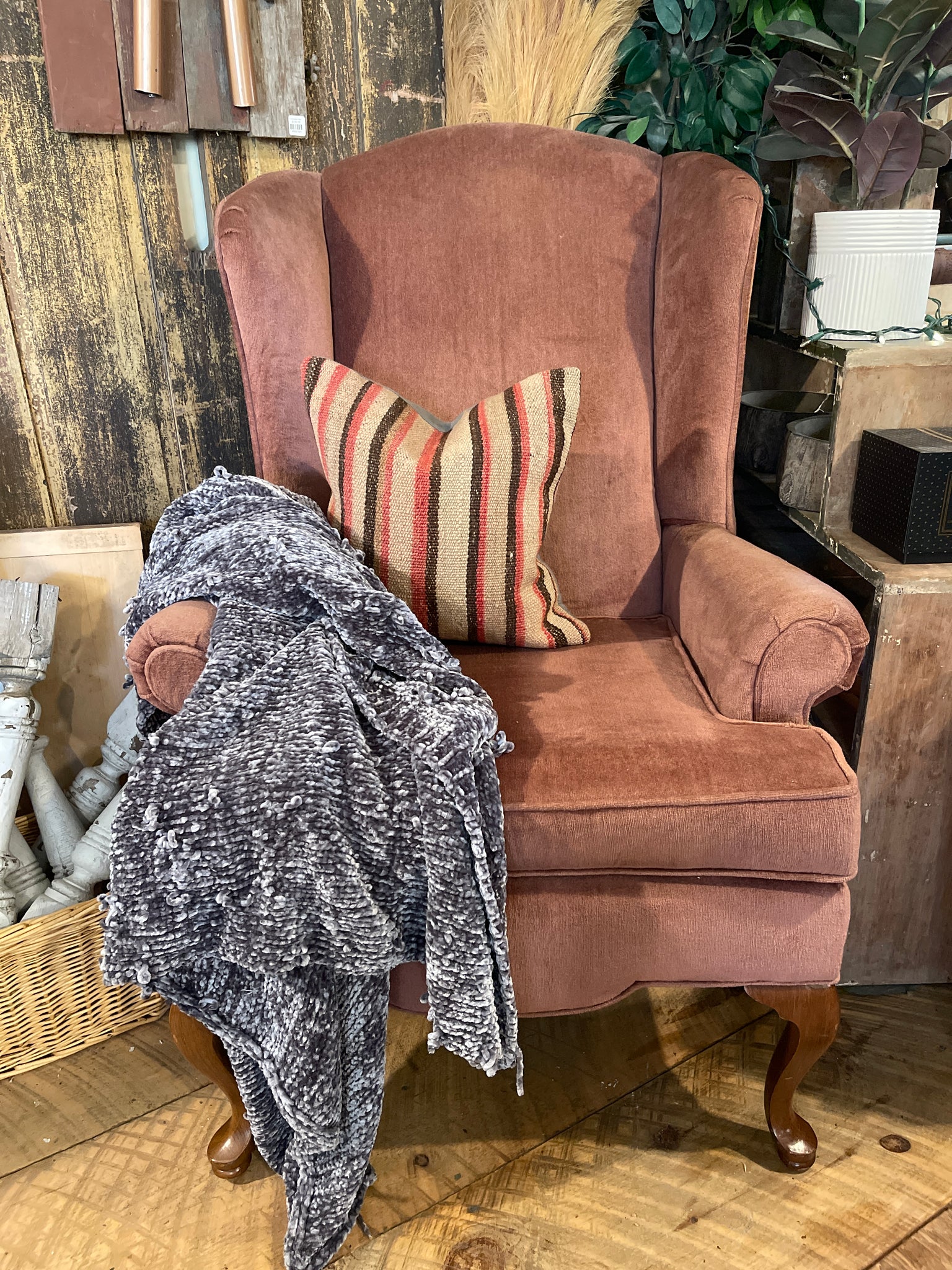 Velvet Wingback Accent Chair