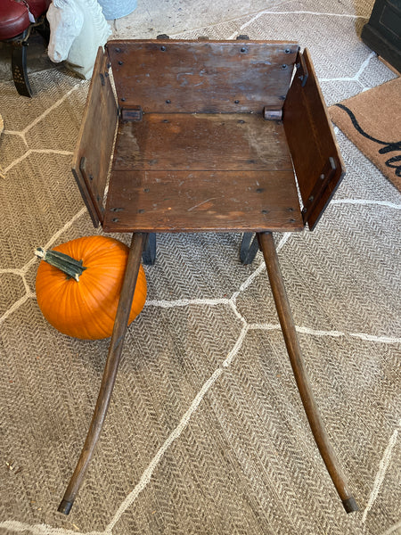 Antique Wooden & Iron Wheelbarrow with Removable Side Panels – Rustic Farmhouse Décor