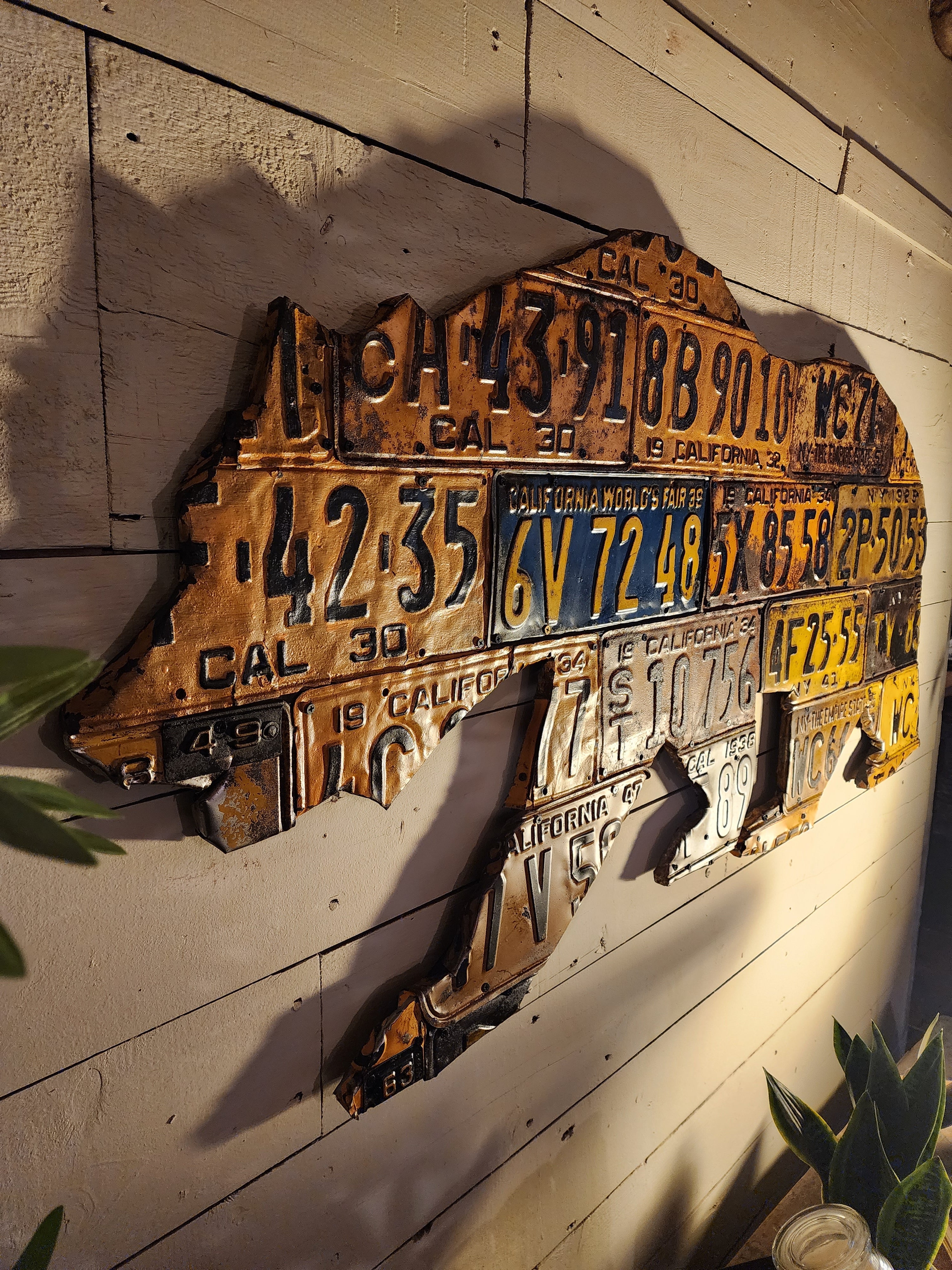 Vintage License Plate Bear Sculpture – by The Olde 1840