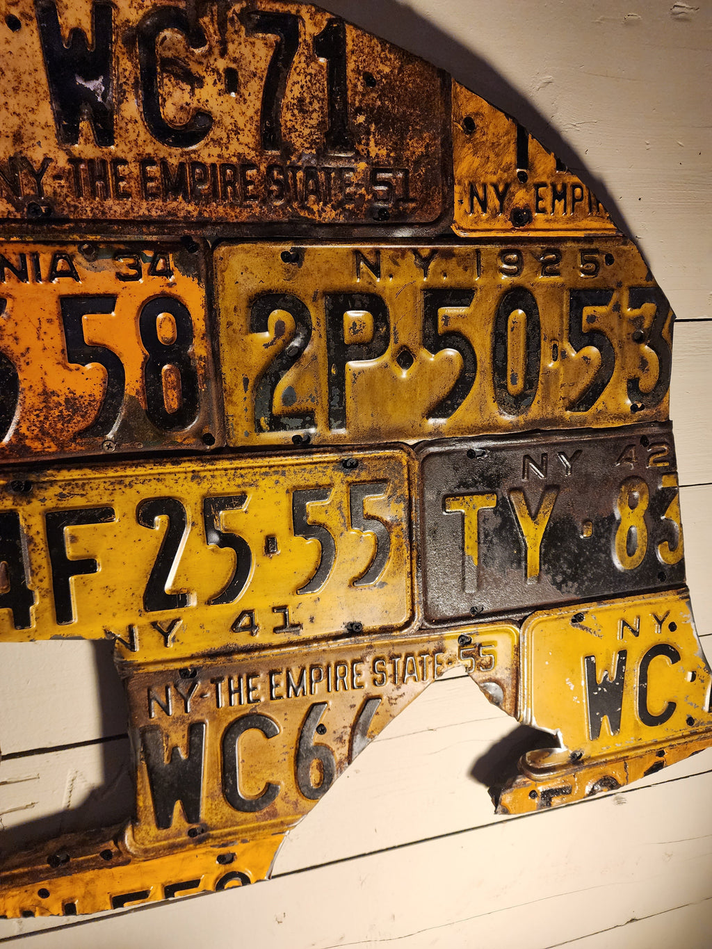 Vintage License Plate Bear Sculpture – by The Olde 1840