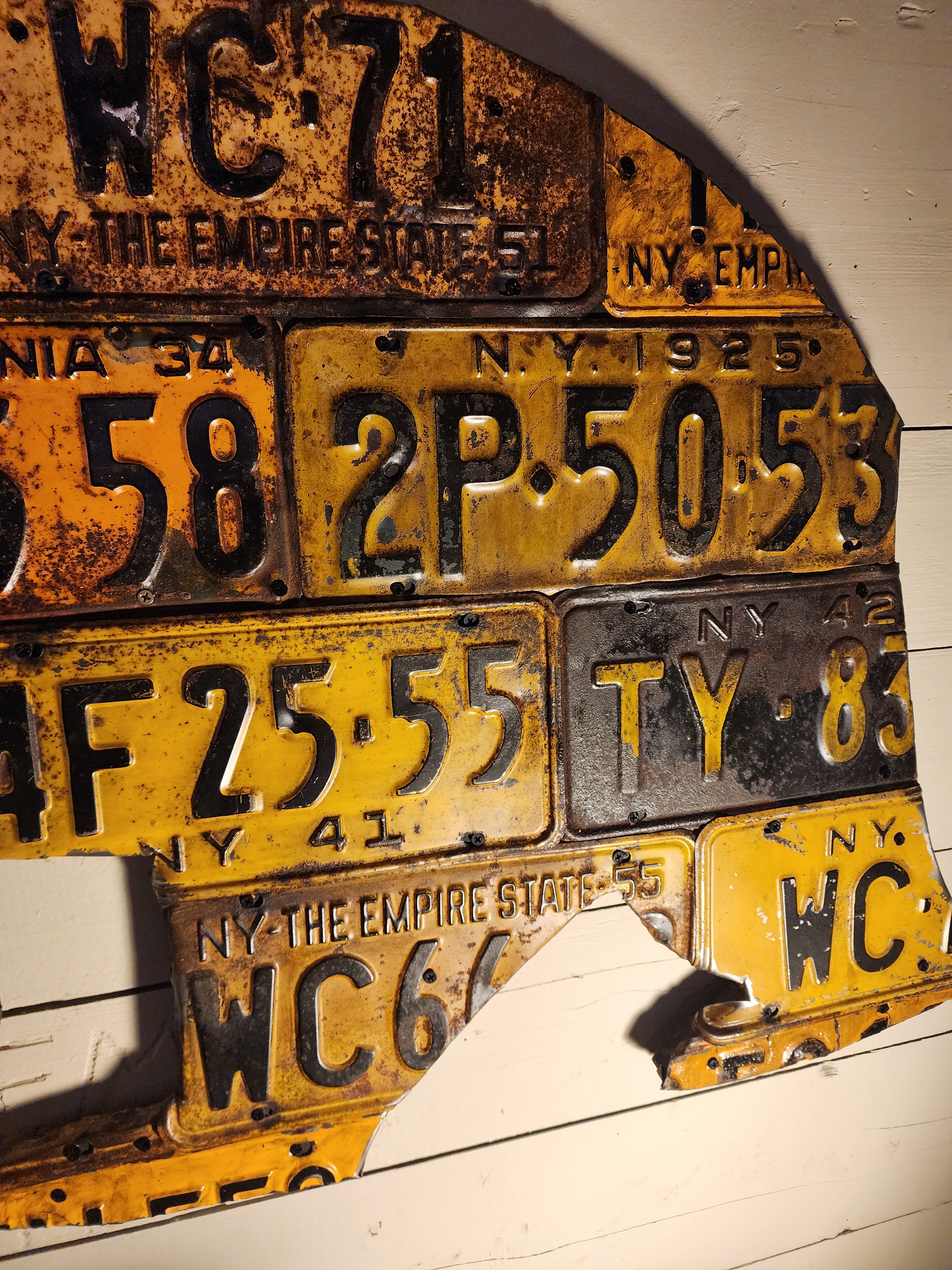 Vintage License Plate Bear Sculpture – by The Olde 1840