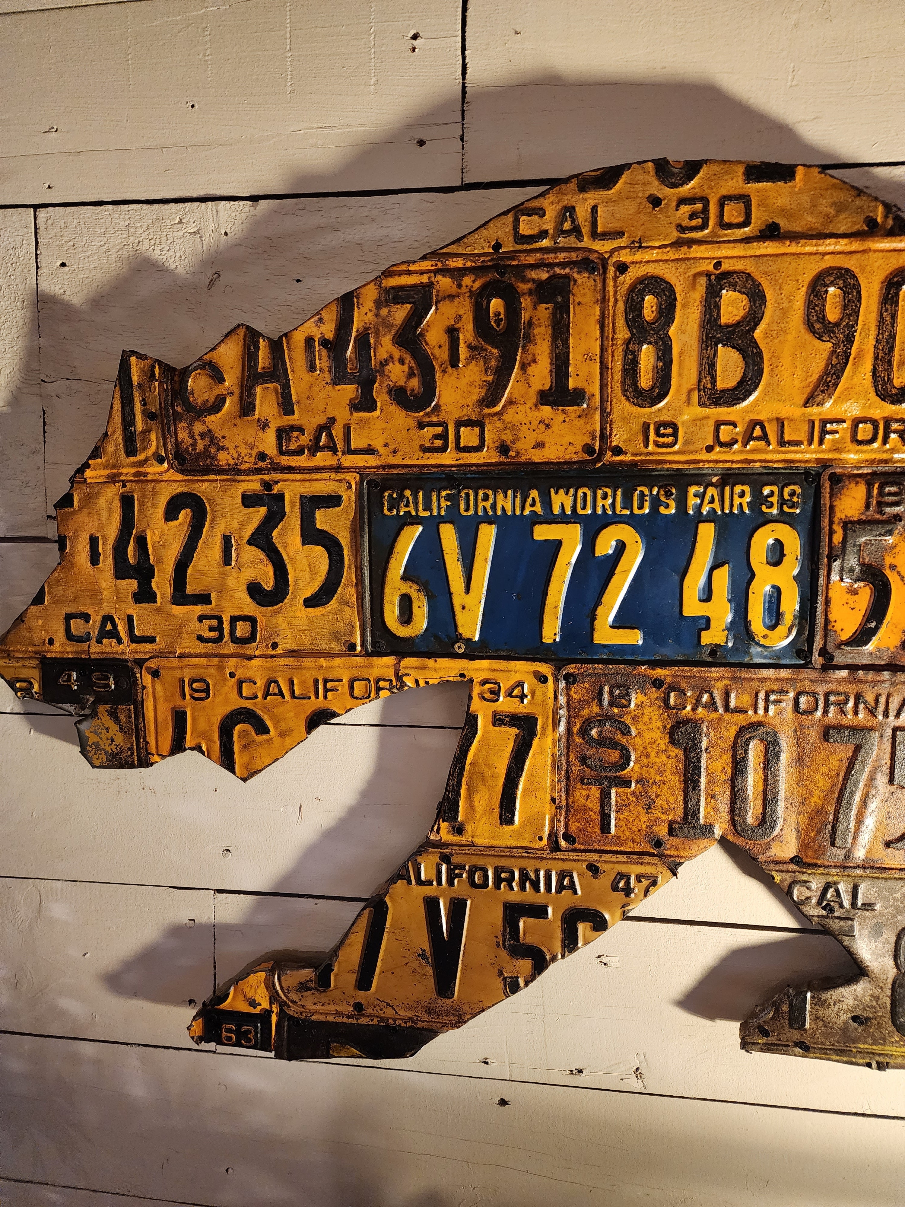 Vintage License Plate Bear Sculpture – by The Olde 1840