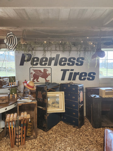 Vintage Peerless Tires Metal Advertising Sign
