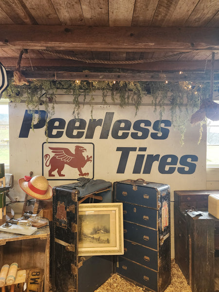 Vintage Peerless Tires Metal Advertising Sign