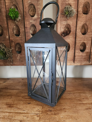 Metal & Glass Lantern - 22" Tall