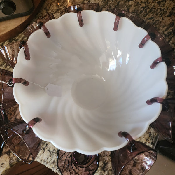Amethyst and White Punch Bowl Set 13 pc
