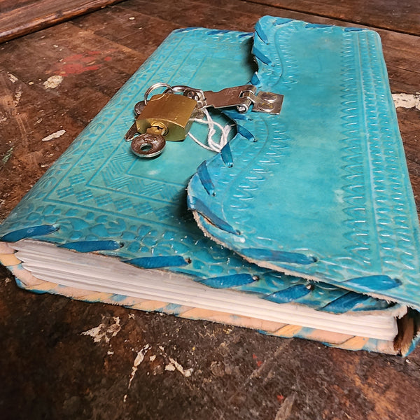 Classic Leather Journal with Lock & Keys - Teal