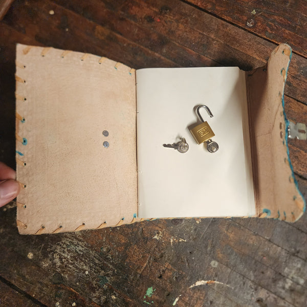 Classic Leather Journal with Lock & Keys - Teal