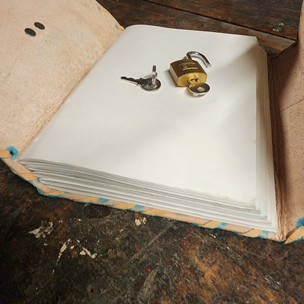 Classic Leather Journal with Lock & Keys - Teal