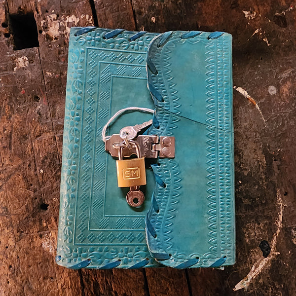 Classic Leather Journal with Lock & Keys - Teal