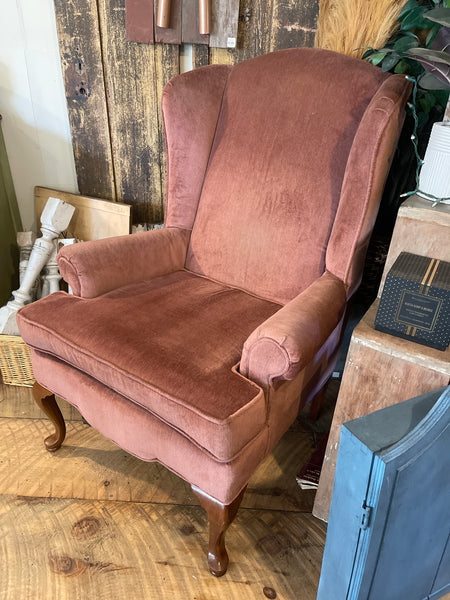 Velvet Wingback Accent Chair