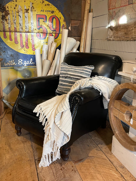 Vintage Leather Club Chair with Ottoman