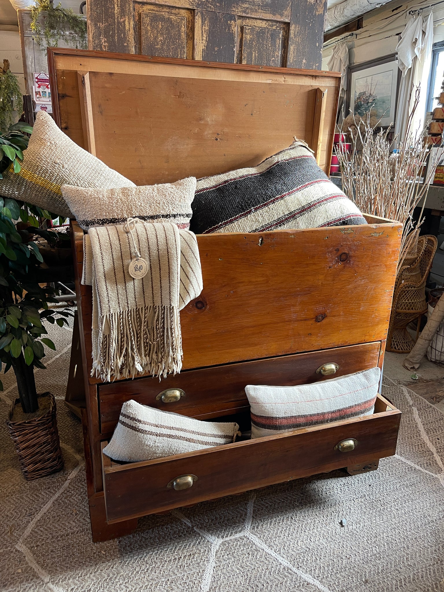 Antique Pine Blanket Chest