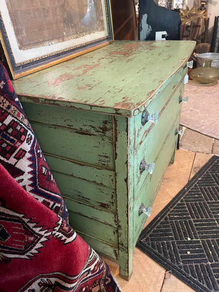 Chippy Farmhouse Dresser in “Meadow Mist Green” with Glass Knobs