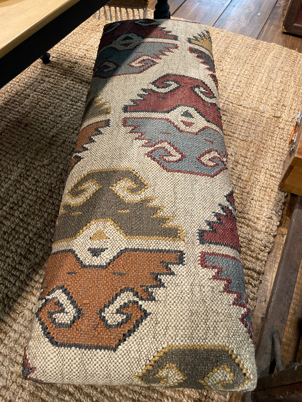 Southwestern Wool & Jute Kilim Upholstered Bench | 48" Accent Seating