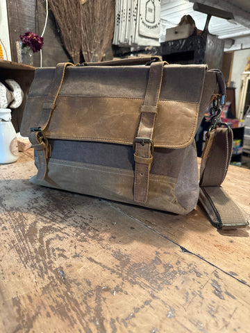 Leather & Canvas Messenger Bag