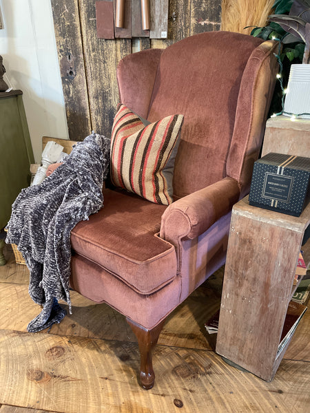 Velvet Wingback Accent Chair