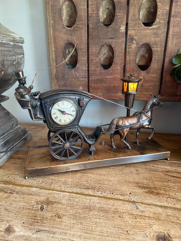 Copper United Clock Company Coachman and Horse Carriage Clock