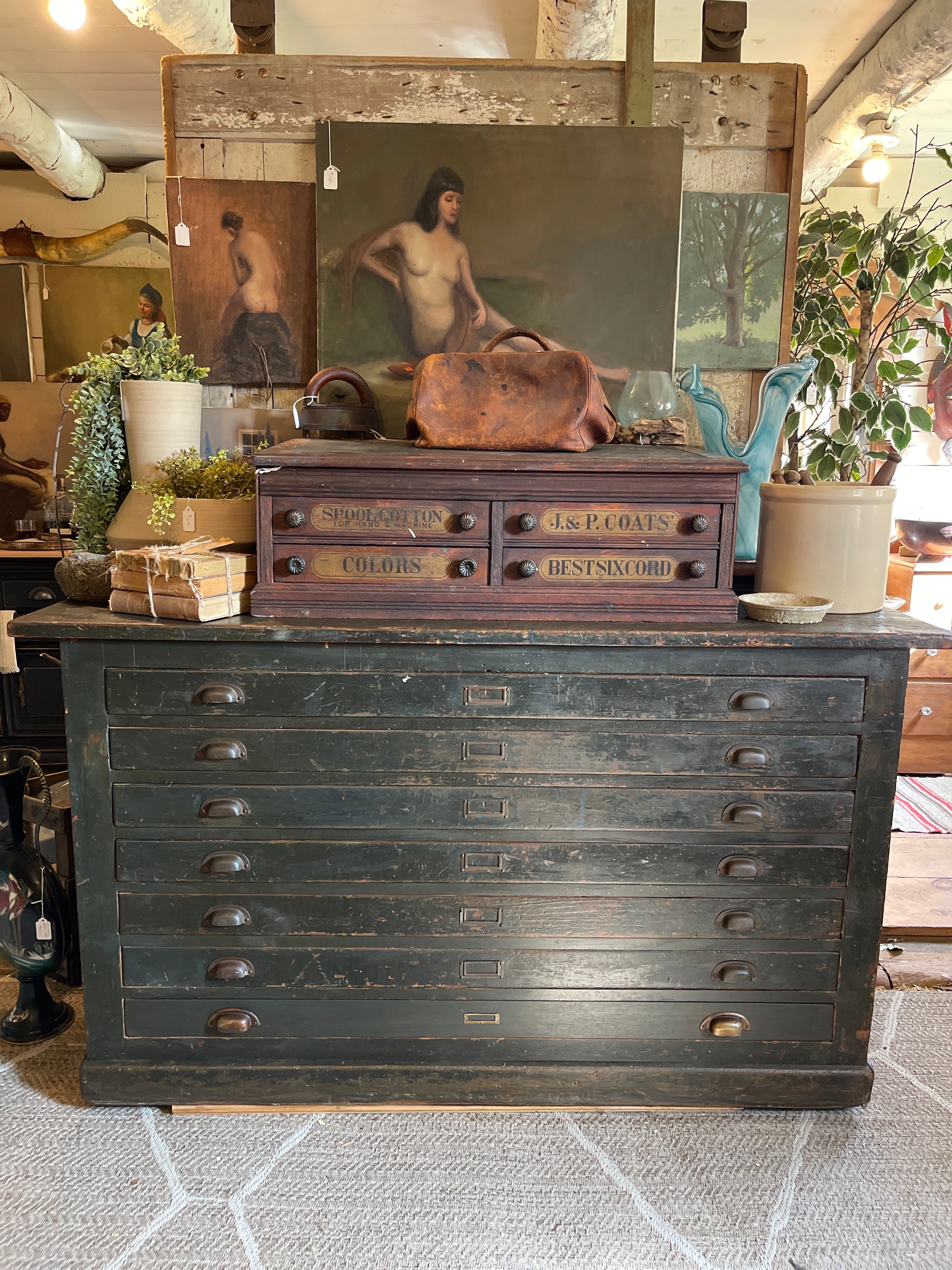 Antique Flat File Cabinet – Map & Architectural Drawer Chest – Furniture by The Olde 1840