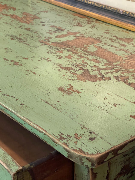 Chippy Farmhouse Dresser in “Meadow Mist Green” with Glass Knobs