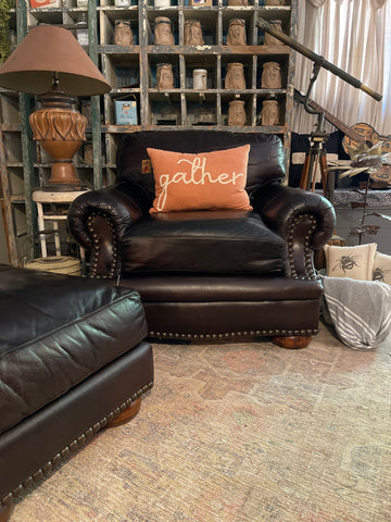 Viewpoint Leatherworks Espresso Leather Club Chair & Ottoman – Handcrafted in the USA