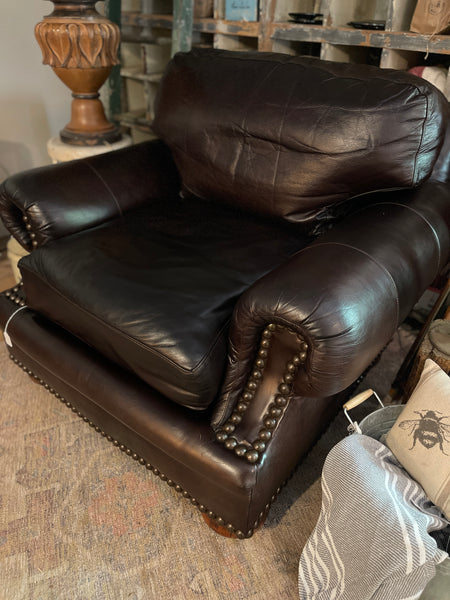 Viewpoint Leatherworks Espresso Leather Club Chair & Ottoman – Handcrafted in the USA