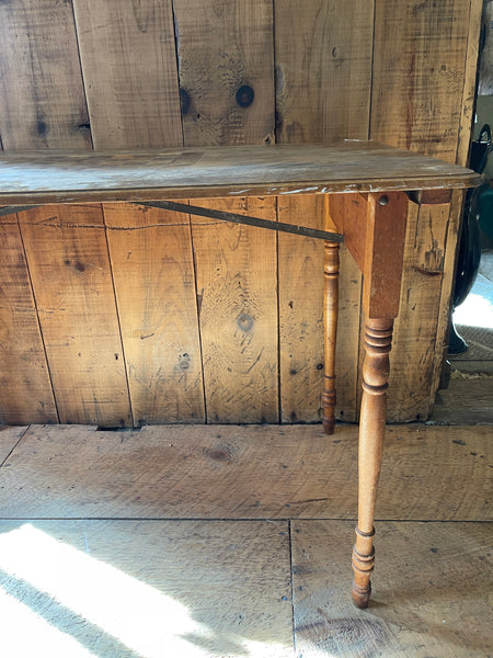 Antique Folding Upholstery Measuring Table with Inlaid Chessboard & Chess Pieces
