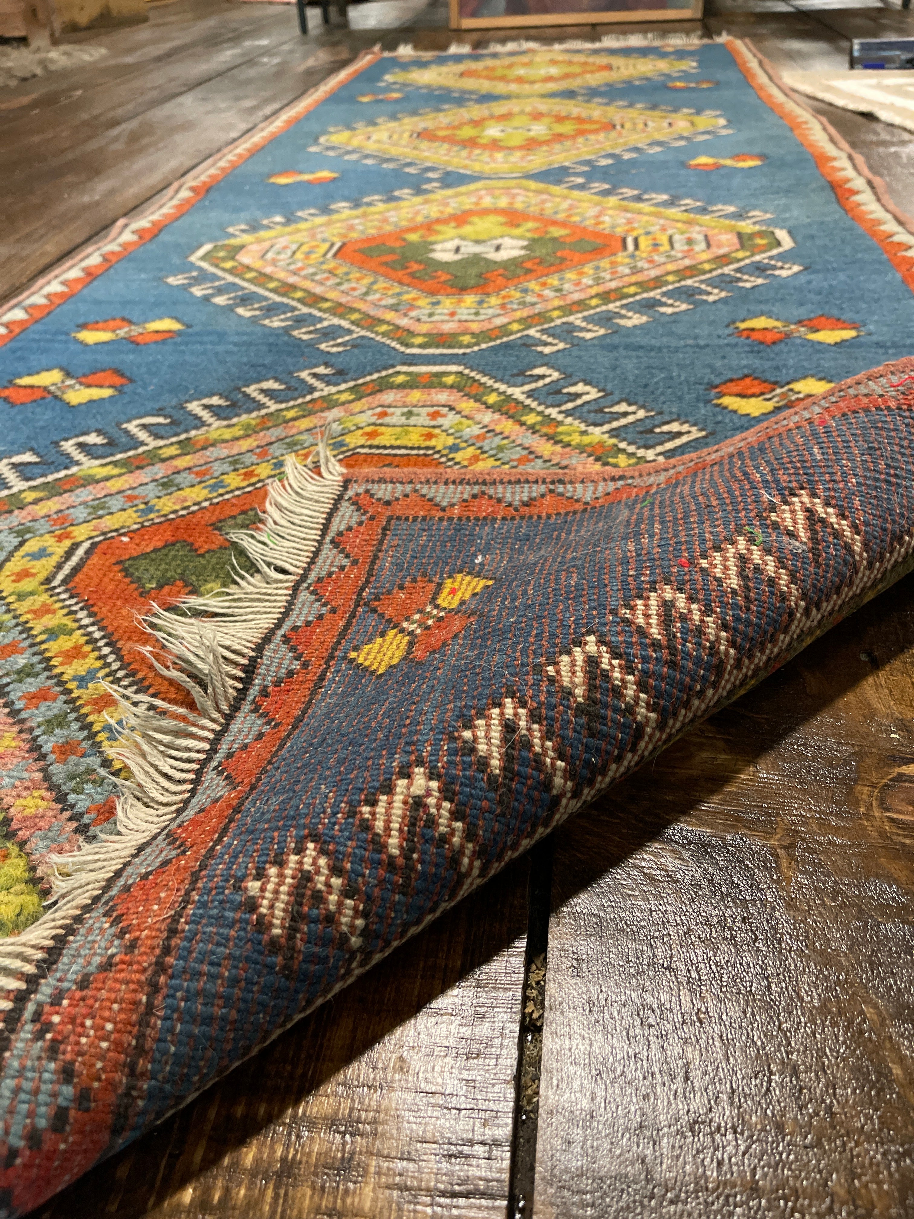 Vintage Hand-Woven Turkish Anatolian Kilim Runner Rug — 3' x 8' (35" x 98")