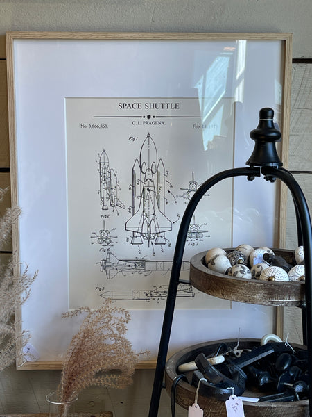 Framed NASA-Inspired Patent Art – Space Suit, Shuttle, or Satellite