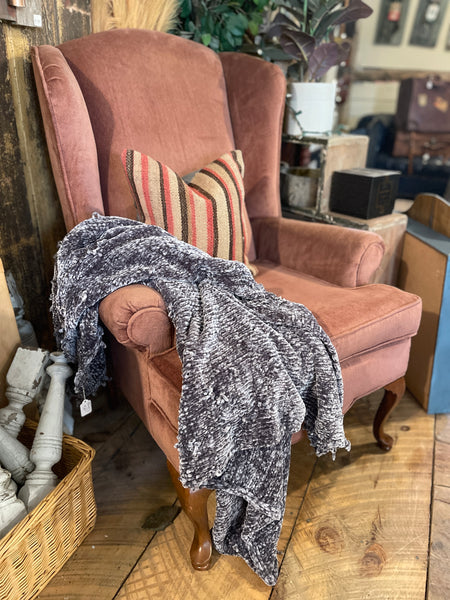 Velvet Wingback Accent Chair