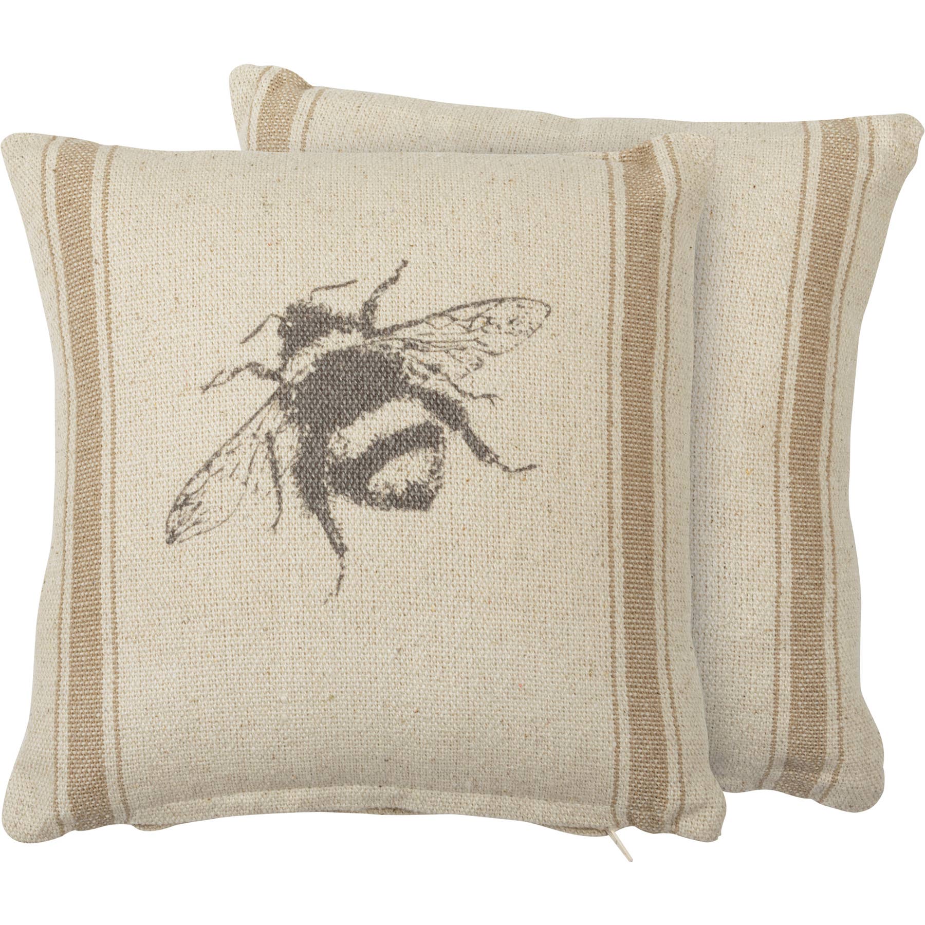Gray bee throw pillow with striped accents | The Olde 1840