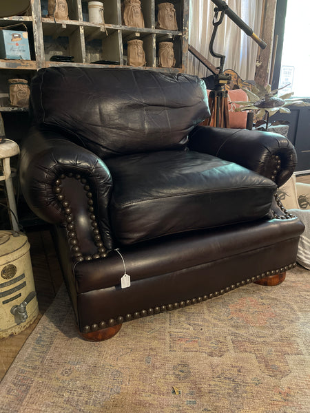 Viewpoint Leatherworks Espresso Leather Club Chair & Ottoman – Handcrafted in the USA