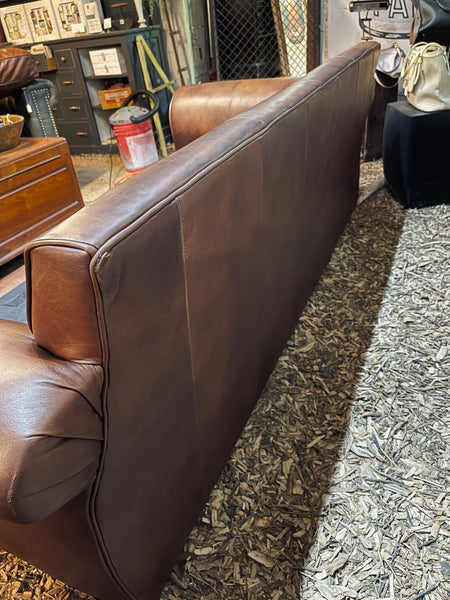 Pottery Barn Leather Sofa – Rich Brown, Classic Roll Arm