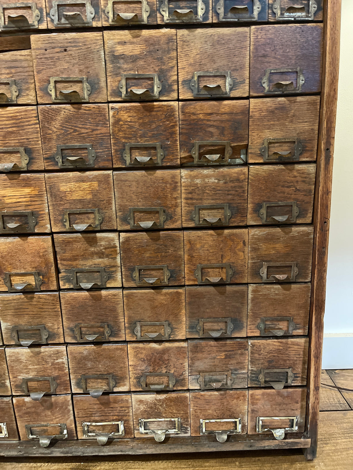 Antique W.C. Heller & Co. 54-Drawer Oak Hardware Cabinet