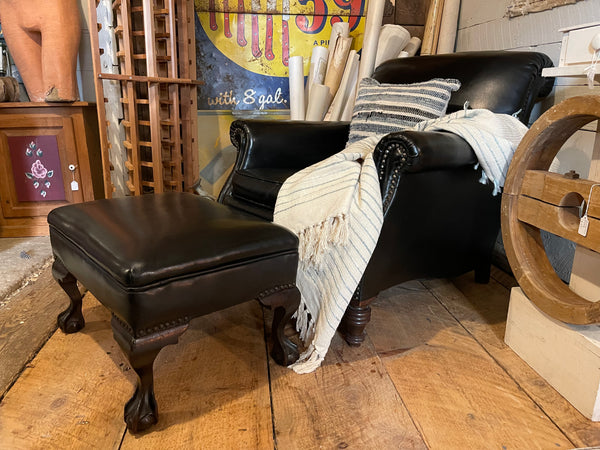 Vintage Leather Club Chair with Ottoman