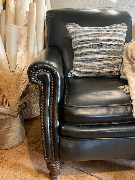 Vintage Leather Club Chair with Ottoman