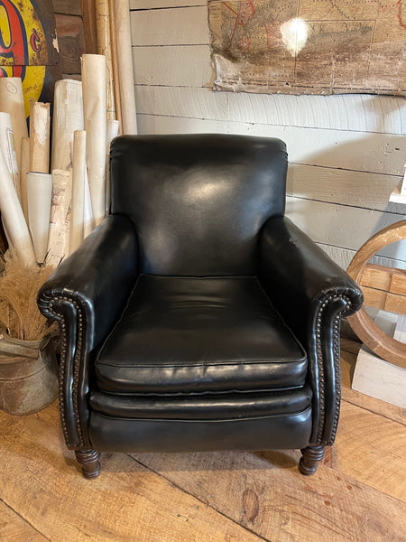 Vintage Leather Club Chair with Ottoman