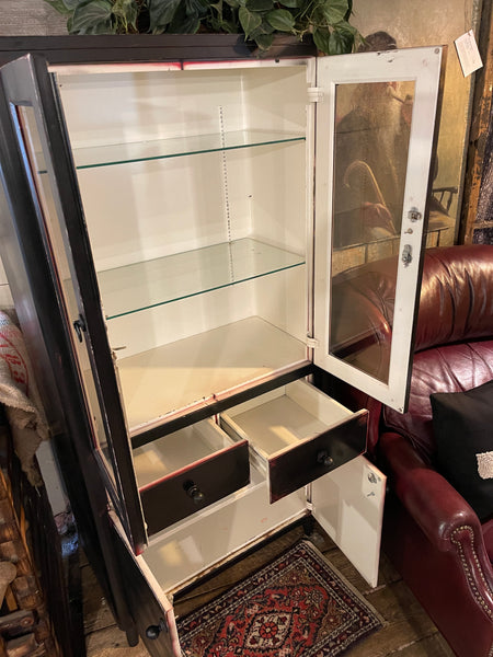 Mid-Century Metal Display Cabinet – Distress Black